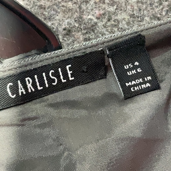 Carlisle Wool & Cashmere Gray Ruffled Hem Pencil Midi Skirt Size 4 Small S - Picture 3 of 5